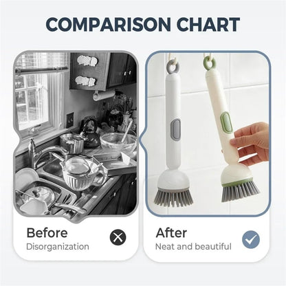 🧽✨ 6-Angle Soap Dispensing Brush – Scrub Smarter with Built-In Soap Control