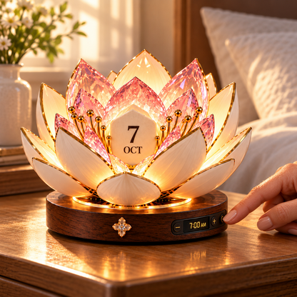 Blooming perpetual calendar warm ambient light and date display
