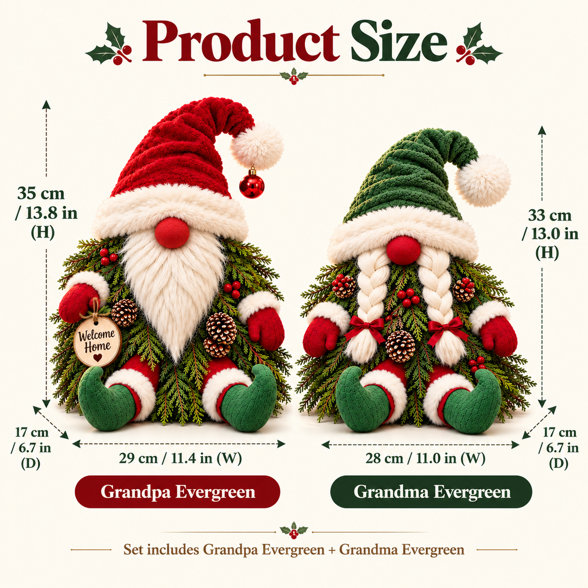 Christmas Evergreen Gnome Decorations
