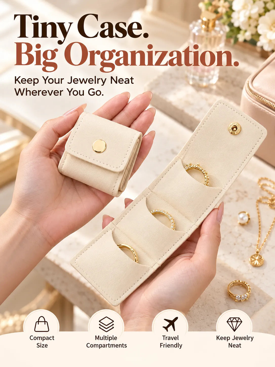 ✨ Foldable Travel Jewelry Case – Compact Organizer for Everyday Essentials