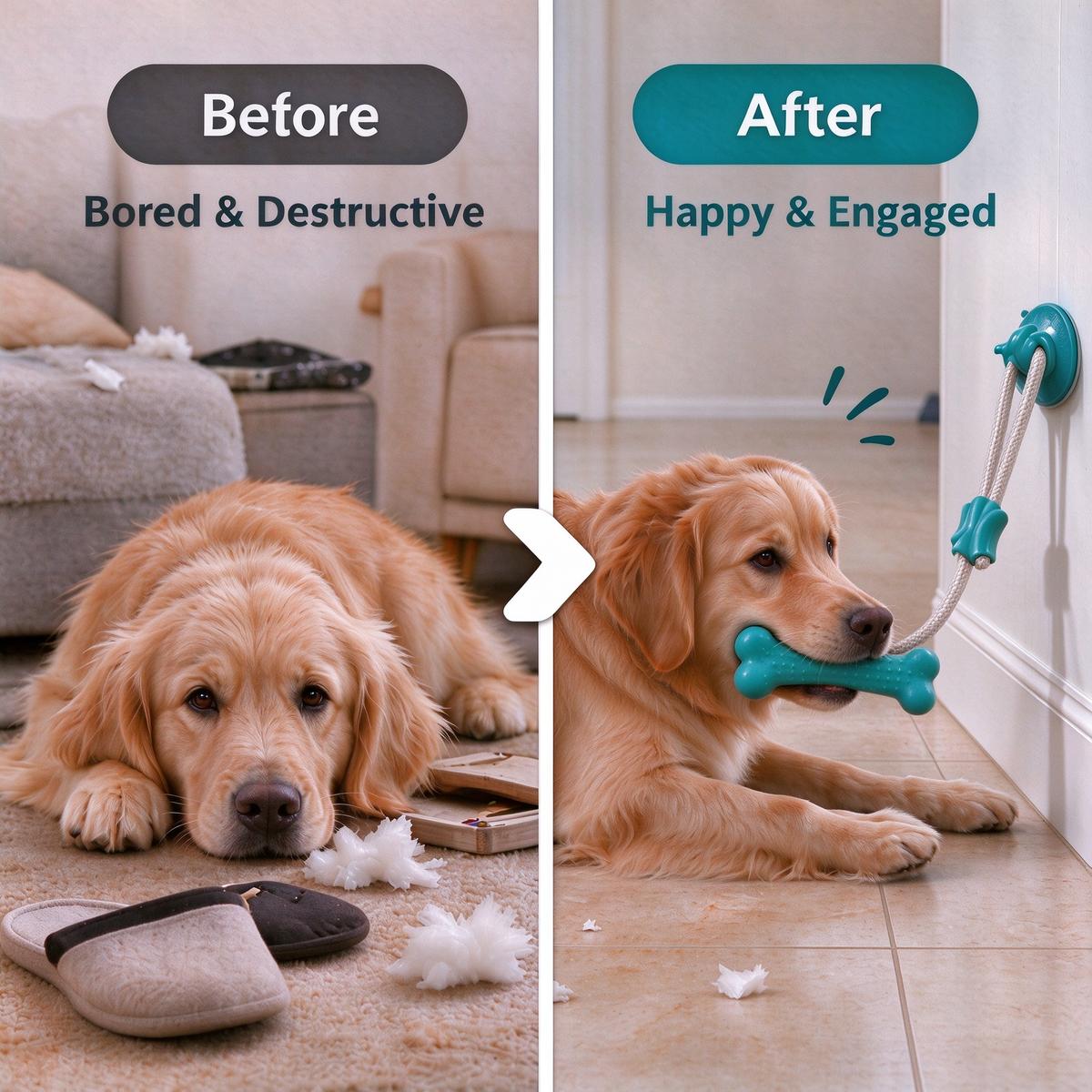 🐶 Suction Cup Dog Tug Toy – Interactive Chew & Teething Fun