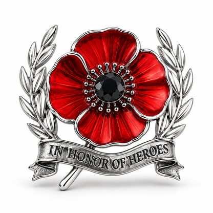 🌺 Lest We Forget Remembrance Poppy Brooch – VE Day 80th Anniversary Tribute Pin