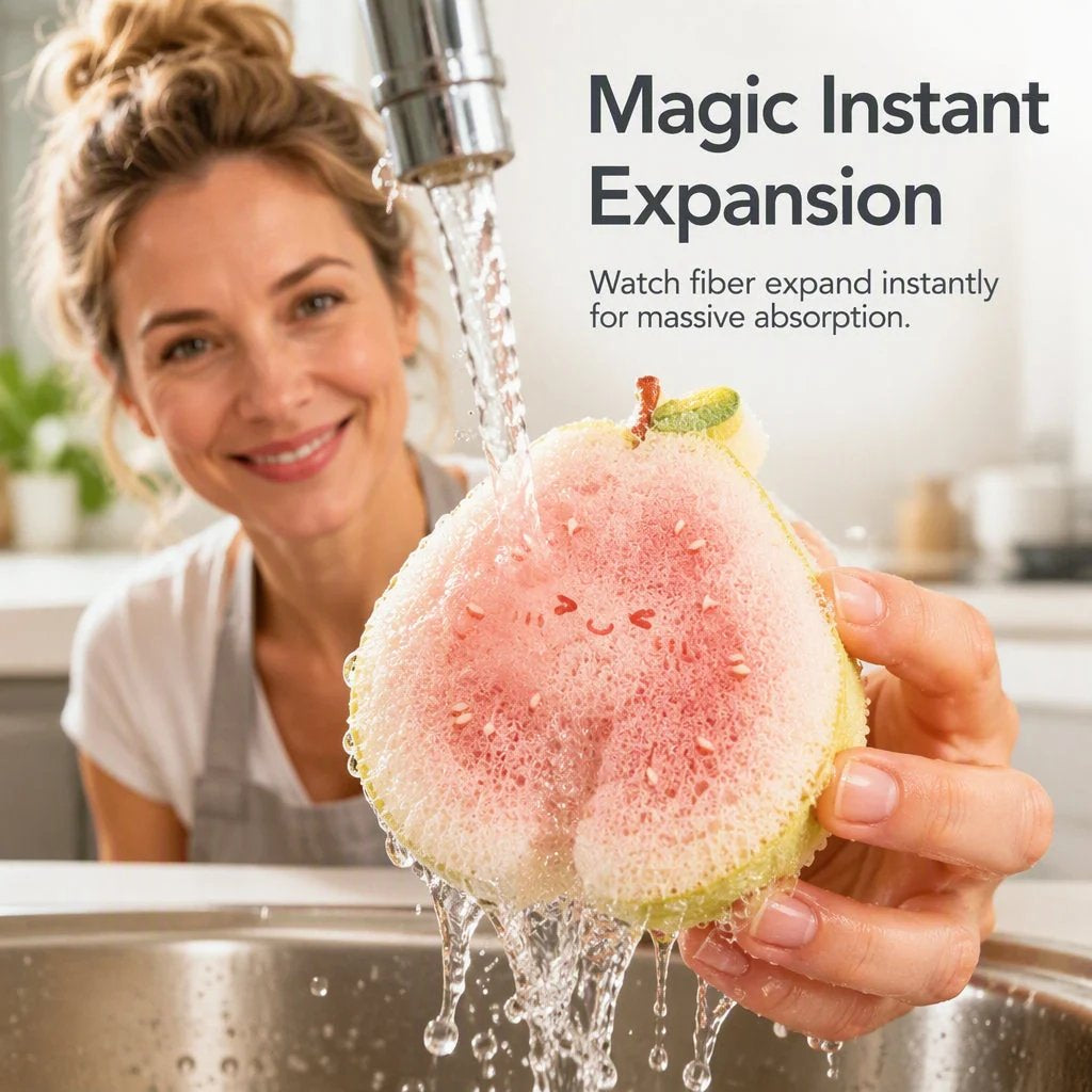 🍓 Cute Fruit-Shaped Dish Scrubber – Fun Kitchen Cleaning Sponge