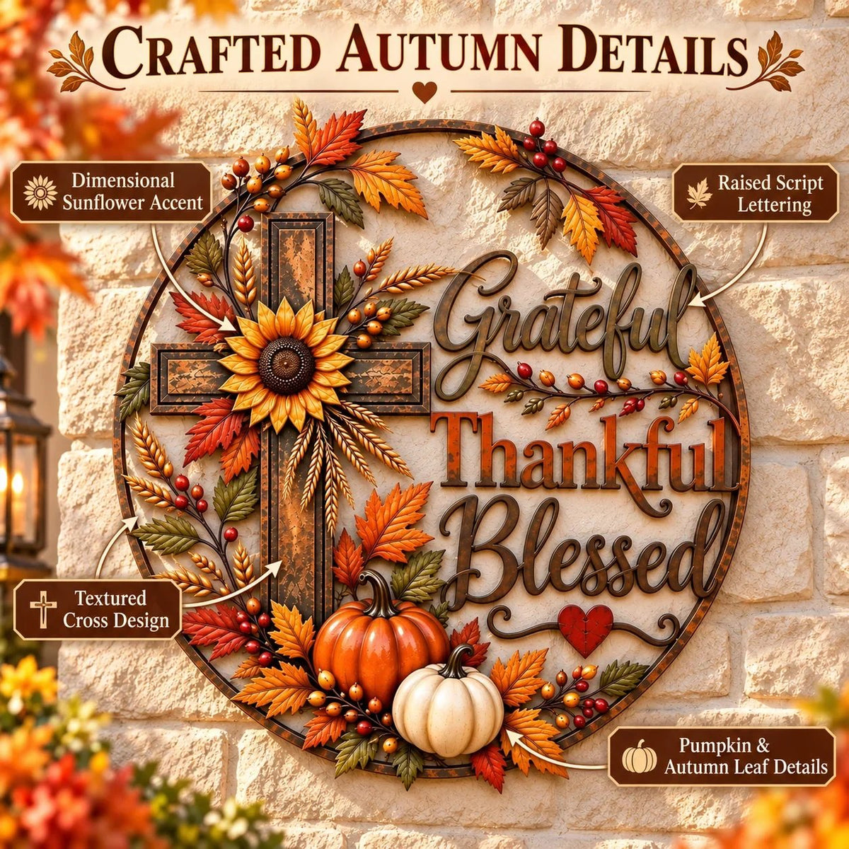 🍂 Grateful • Thankful • Blessed™ Fall Faith Wall Decor ✝️🌻