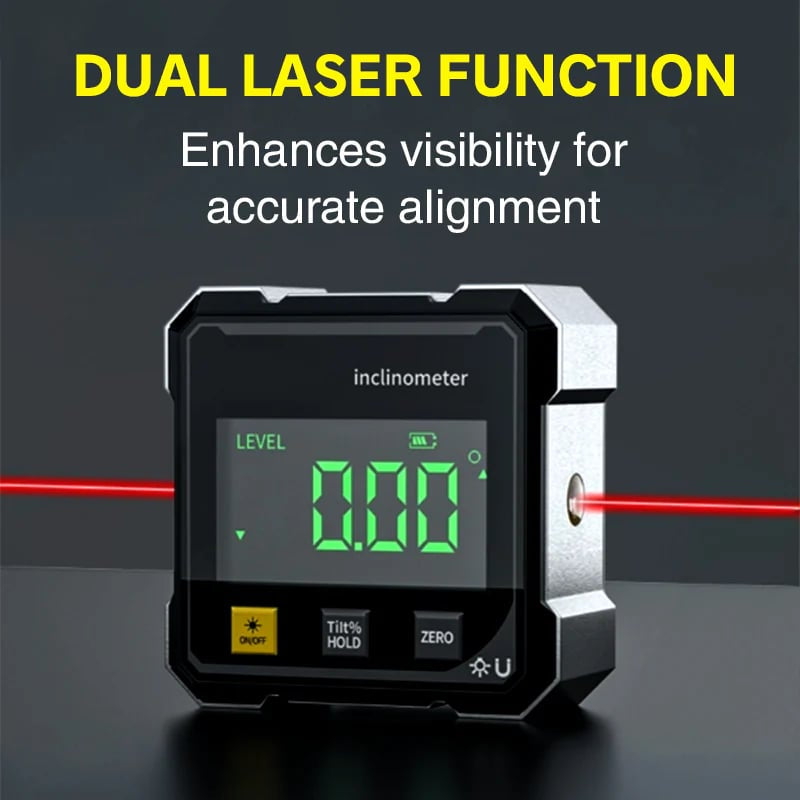 🔧📐 Magnetic Digital Angle Finder with Laser Level, 4-Sided Base for Accurate Carpentry & Construction Measurements ✨