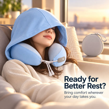 ✈️😴 Hooded Travel Neck Pillow – Cozy Privacy & Support On the Go