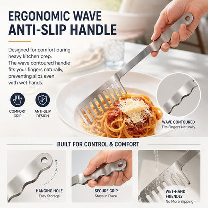 Stainless Steel Pasta Serving Spoon 🍝 – Classic Italian Kitchen Utensil