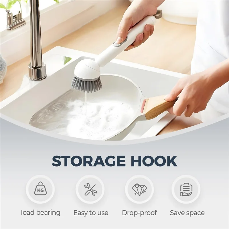 🧽 Adjustable Long-Handle Dish Brush with Built-In Soap Dispenser