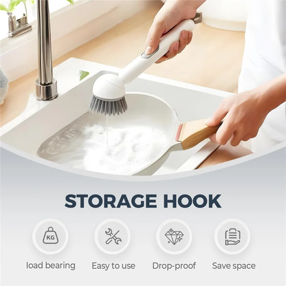 🧽 Adjustable Long-Handle Dish Brush with Built-In Soap Dispenser