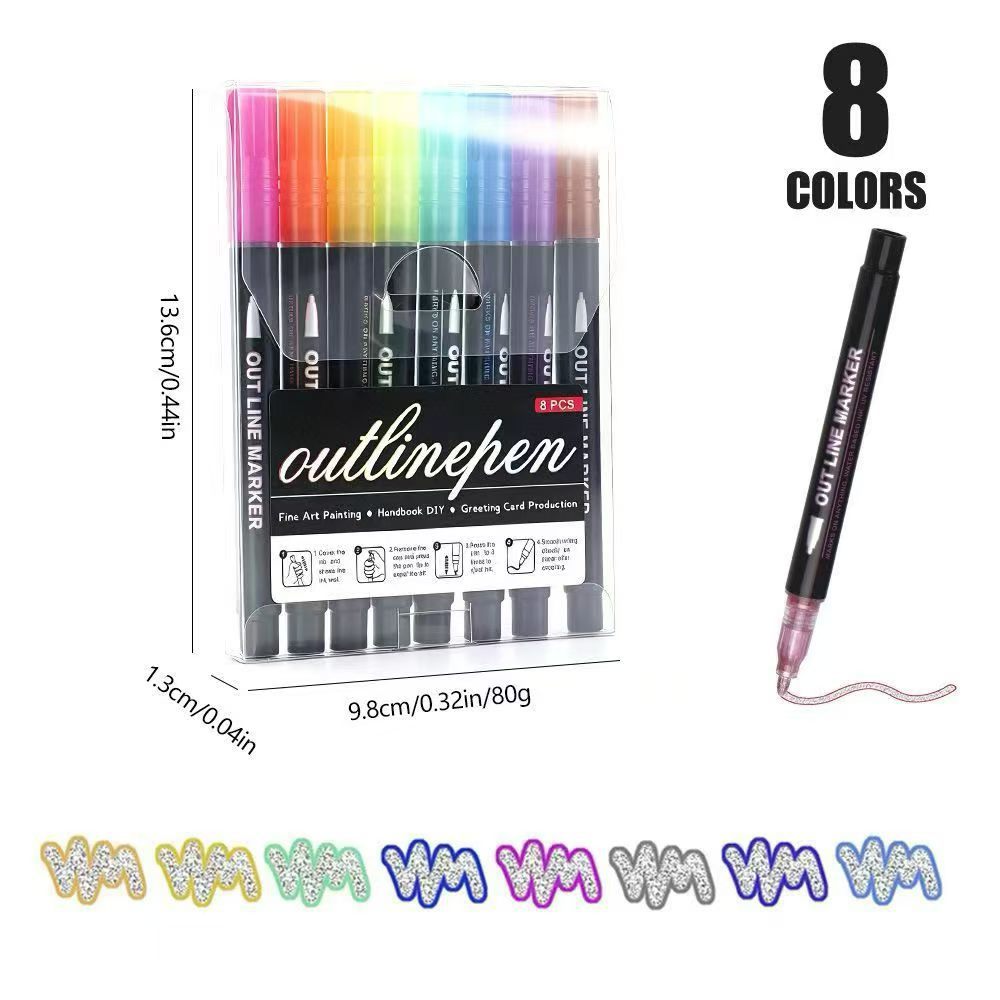 8-Color Highlight Marker Set 🎨 – Colorful Pens for Notes & Studying