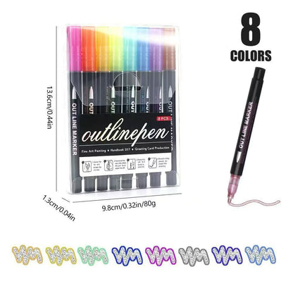 8-Color Highlight Marker Set 🎨 – Colorful Pens for Notes & Studying
