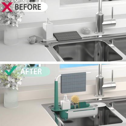 ✨🧽 Telescopic Sink Storage Rack – Adjustable Space-Saving Organizer for a Cleaner Sink