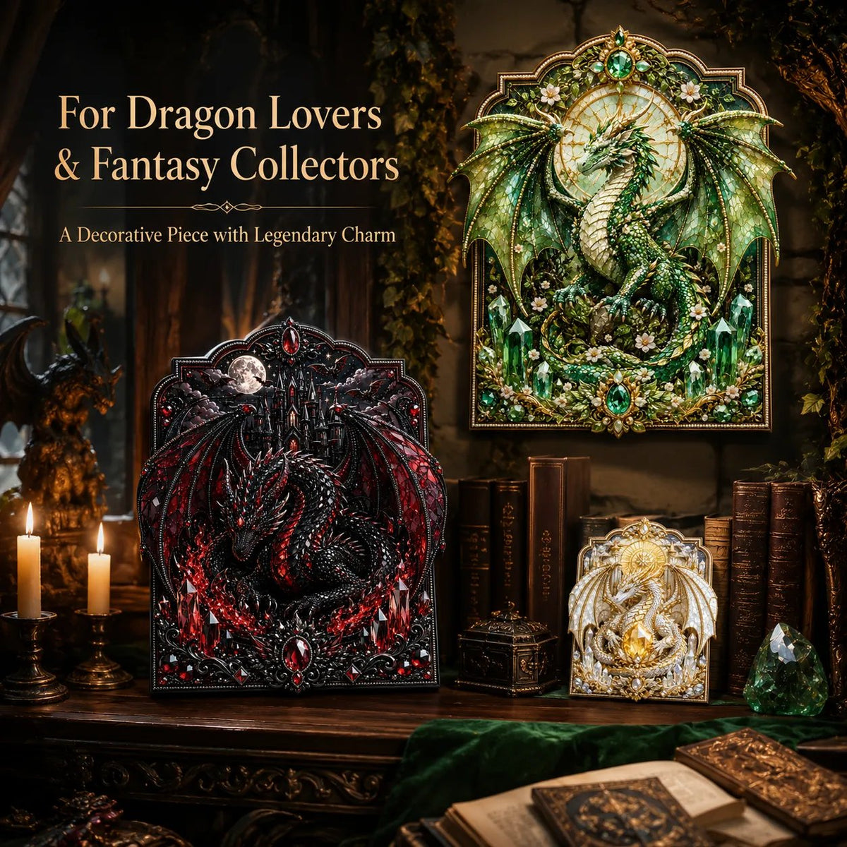 🐉💎3D Lager På Lager Drake Diamantmålningskit, 5 Stilar Fantasykristall