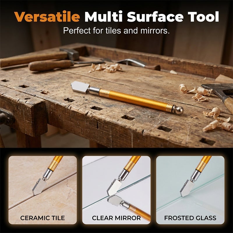 ⚡ Clean-Cut Diamond Glass Scoring Tool with Ergonomic Alloy Grip & Precision Roller Wheel