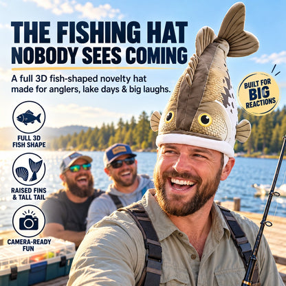 🔥Last day 50% OFF🐟 Funny 3D Fish Hat — Funny Fishing Gift for Anglers, Lake Days & Parties
