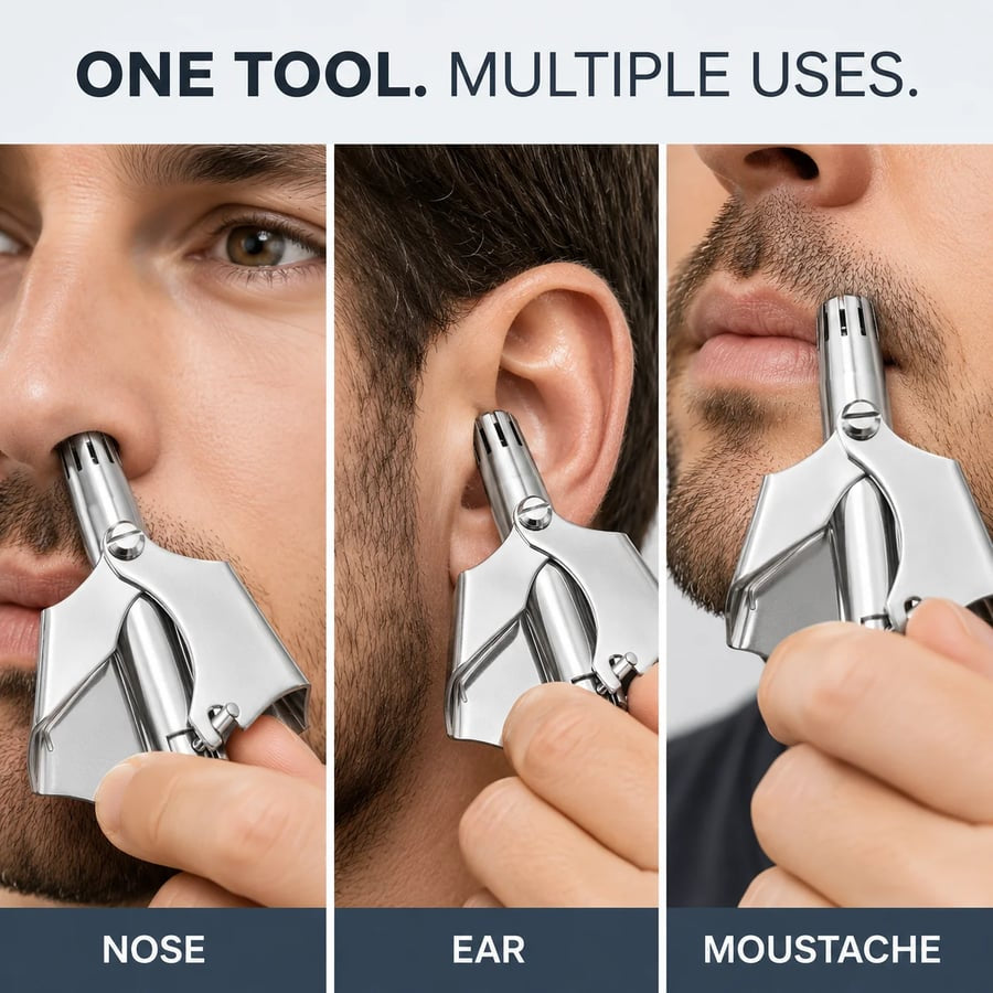 ✂️ Manual Nose Hair Trimmer – Stainless Steel Grooming Tool