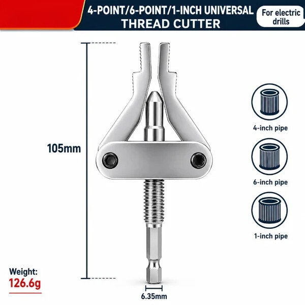 🔧Drill-Powered Broken Pipe Thread Extractor – Universal 1/2', 3/4' & 1' Broken Pipe Nipple Remover Tool