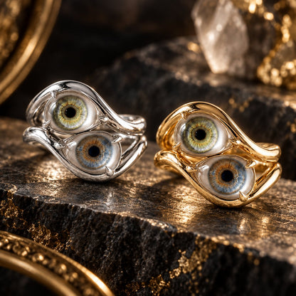 Lifelike Double-Iris Intertwined Couple Ring for Anniversary, Engagement, Wedding & Valentine’s Day Gift