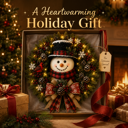 ✨✨Hot Sale 50% OFF⛄ Snowman Lighted Christmas Wreath™ – Festive Holiday Door Decor