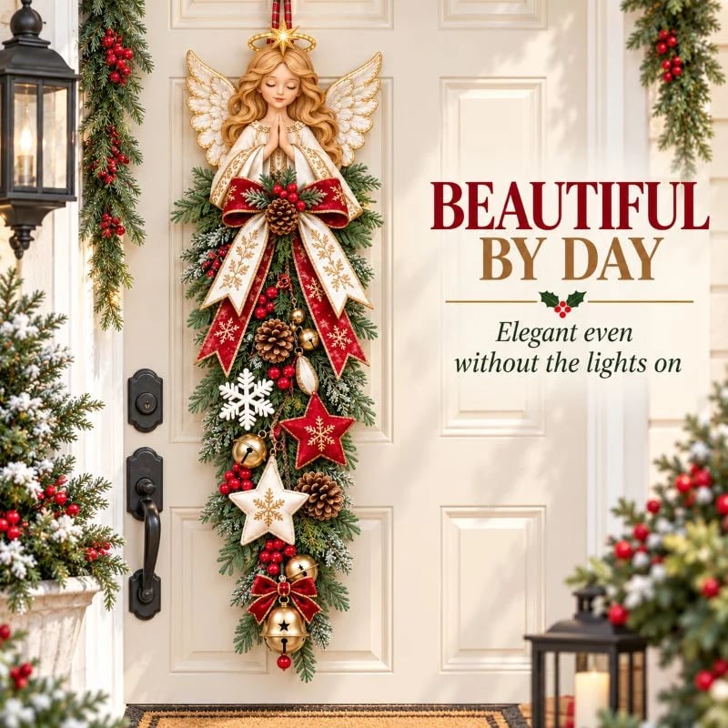 💯🔥49% OFF✨👼 Lighted Angel Christmas Door Swag – A Heavenly Holiday Welcome