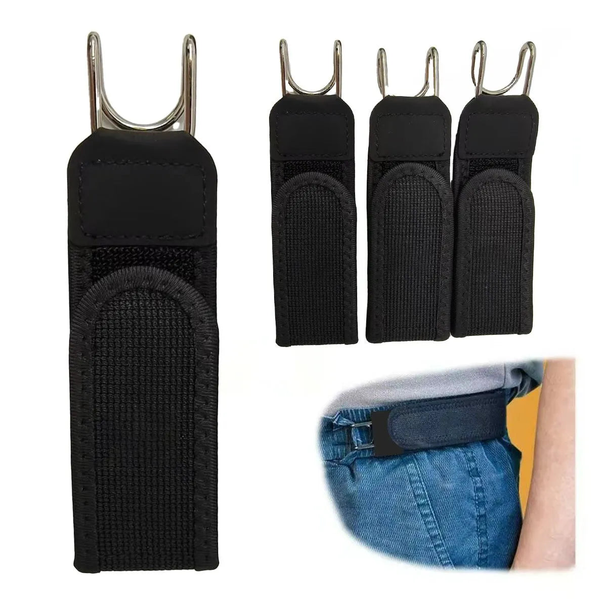 2-Pack Tactical Stretch Belts with Metal Hook Buckles – Black 🖤