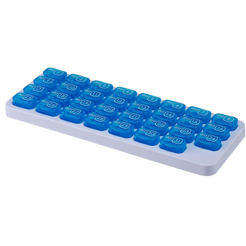 31-Day Pill Organizer 💊 – Easy-Open Removable Pods with Travel Case