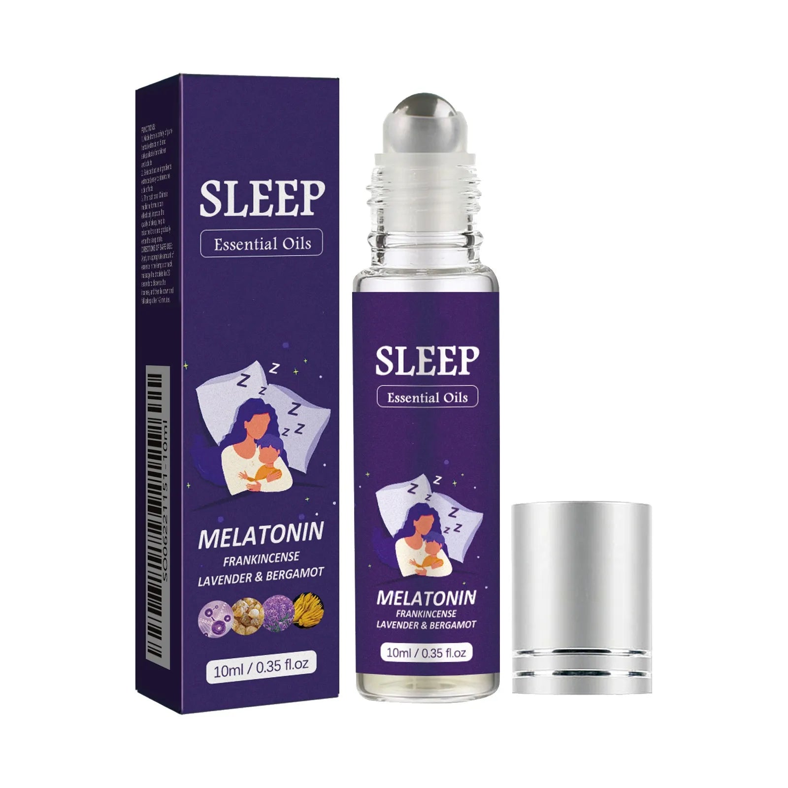 💜Plant Aromatherapy Sleep Roll-On Essential Oil｜Lavender & Bergamot Formula Portable Pre-bed Calming Care Oil🌙
