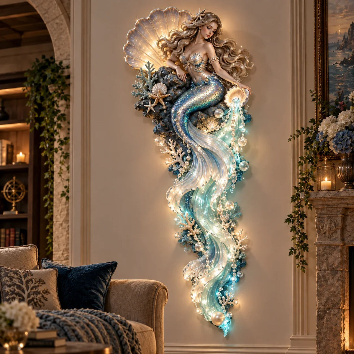 🌊 Mystical Sea Glow Wall Art – Light-Up Whale & Mermaid Décor | Limited Stock, 50% Off ✨