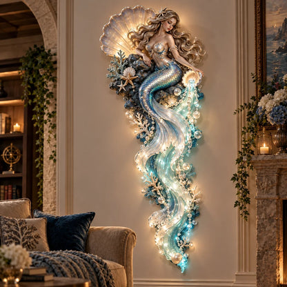 🌊 Mystical Sea Glow Wall Art – Light-Up Whale & Mermaid Décor | Limited Stock, 50% Off ✨