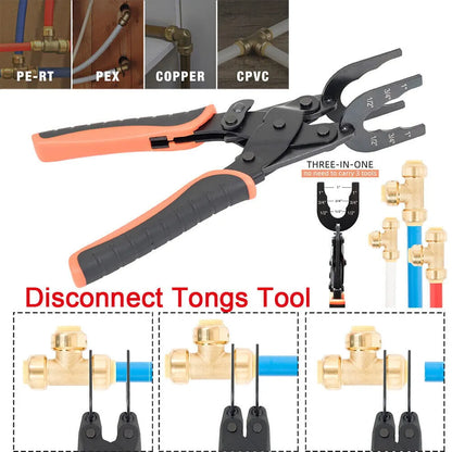 🔧 Push Fit Disconnect Tong Tool-1/2' • 3/4' • 1' Multi-Size Plumbing Disconnect Pliers