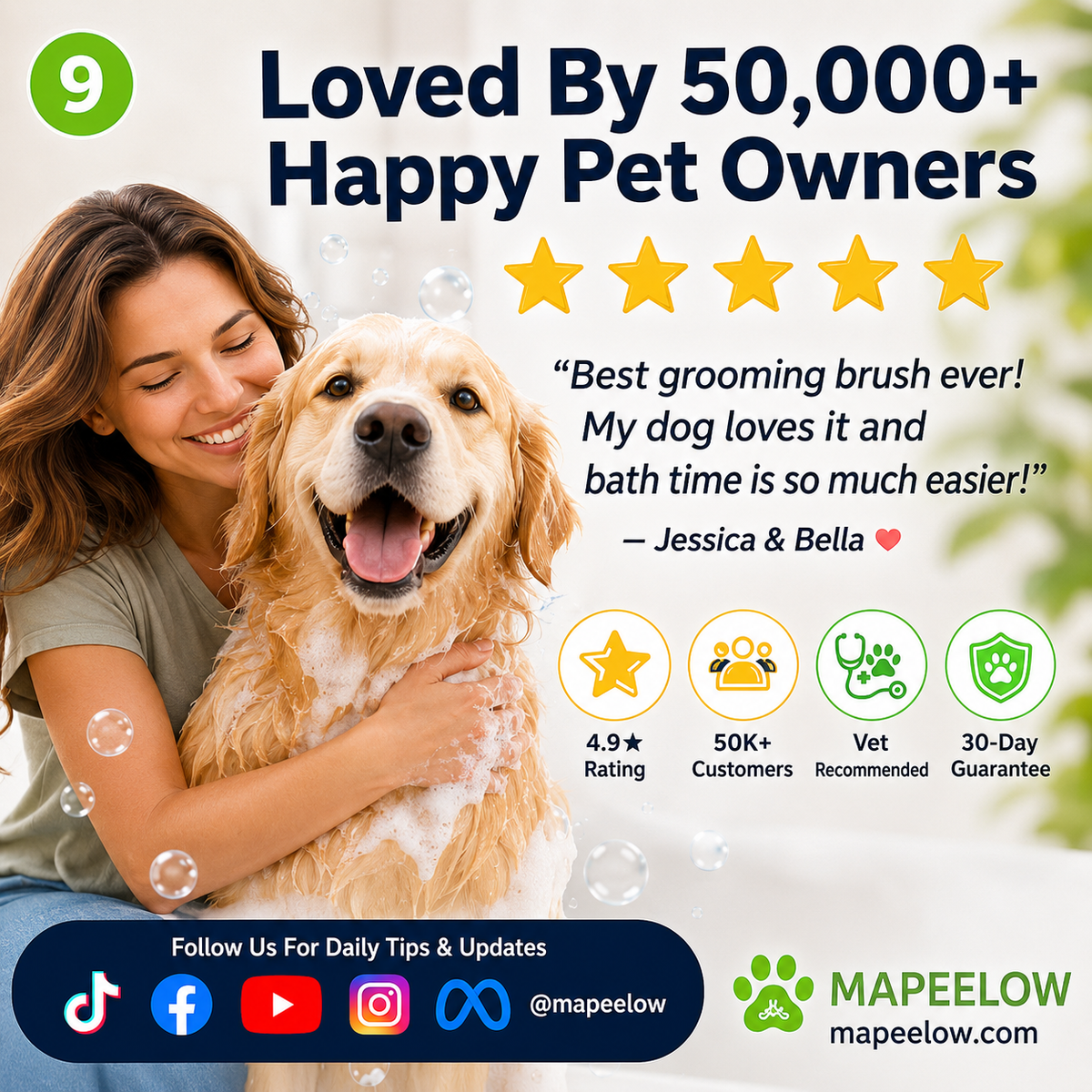 ⏳🔥LIMITED-TIME 50% OFF! ⏰ Pet Bath Brush – Grooming Tool 🐾