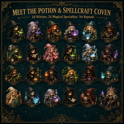 🧙‍♀️24 Days Of Witchy Surprises Advent Calendar | 24 Unique Collectible Witches with Magical Themes, Mini Figures & Fantasy Display Collection ✨