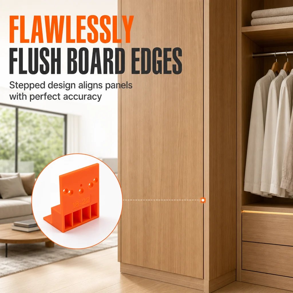 🎉📢BUY 1 GET 1 FREE !! ⏰Wardrobe Cabinet Side Filler Panel Installation Locator and Stepped Positioning Plate for Precise Hole Alignment