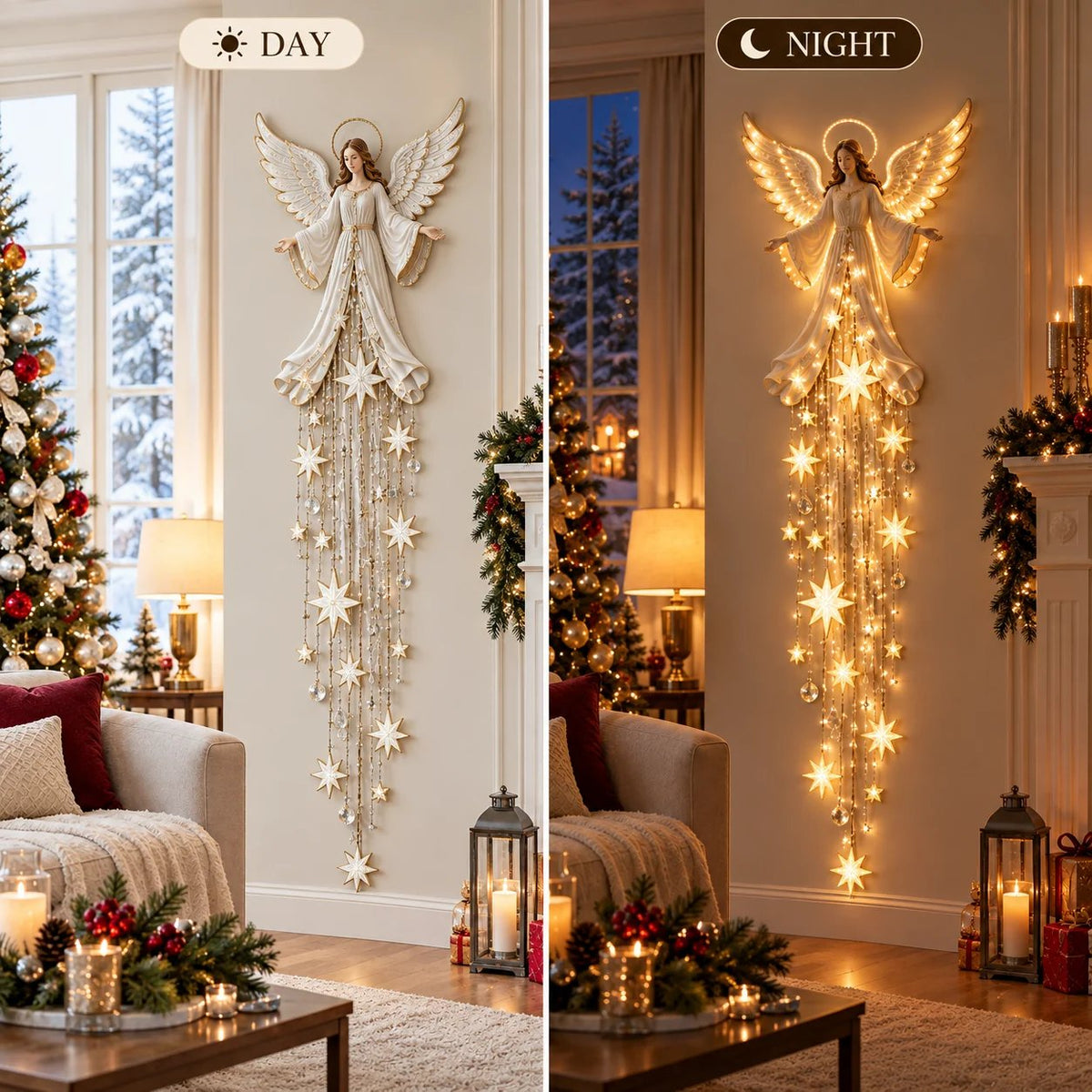 🔥Buy 2 Get 20% OFF🔥Angel Blessing Starfall Wall Light™ – Heavenly Christmas Wall Decor