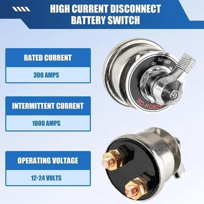Heavy-Duty Battery Disconnect Switch 🔋 – 12–24V, 300A Continuousv