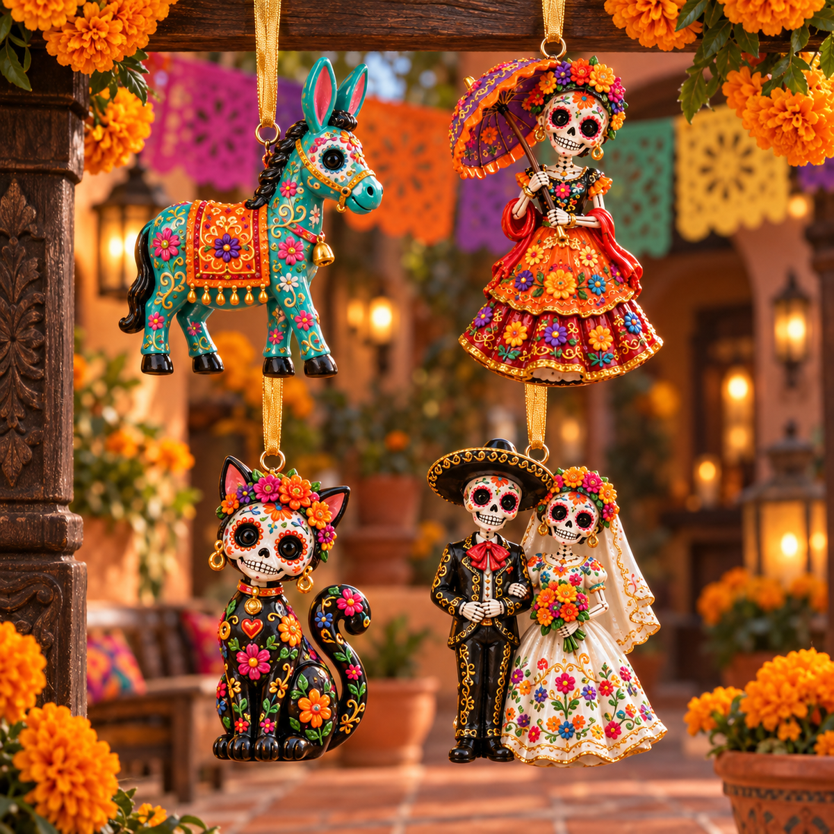 2026 Día de Muertos Ornaments –  Colorful Folk Art & Sugar Skull Keepsake Collection