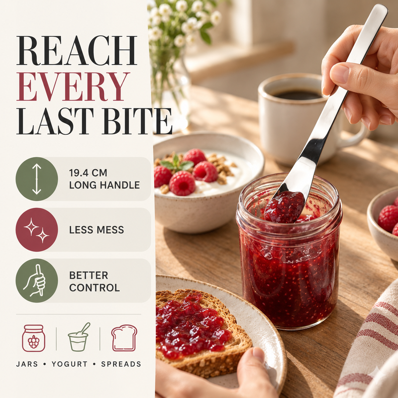Stainless Steel Dessert Spoon With Long Ergonomic Handle