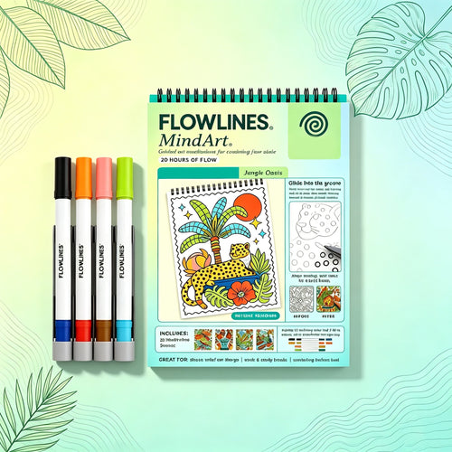 🌿  Guided Flow Art Coloring Pad with Double-Sided Markers 🎨