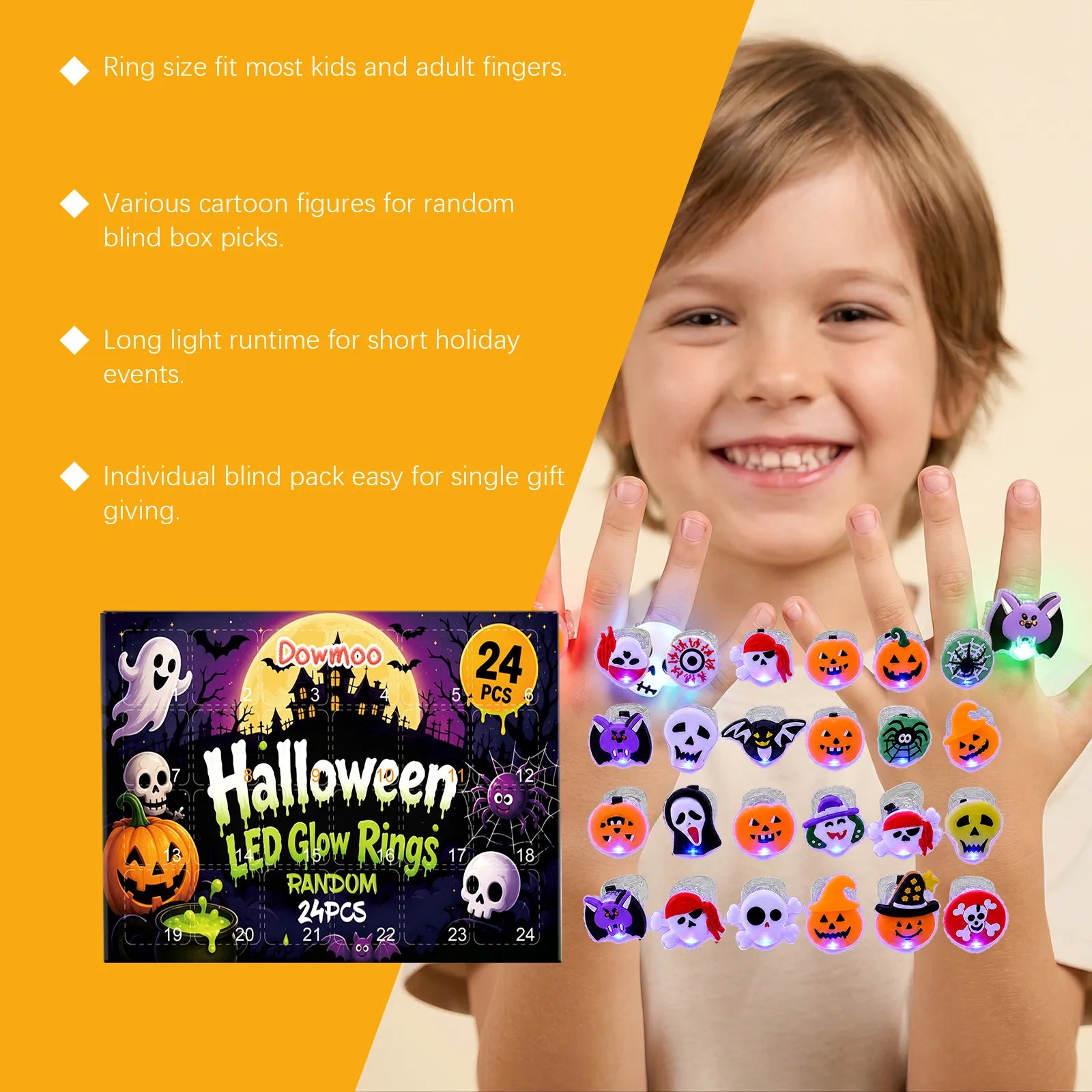 🎃 Halloween LED Glow Rings Blind Box Set ✨