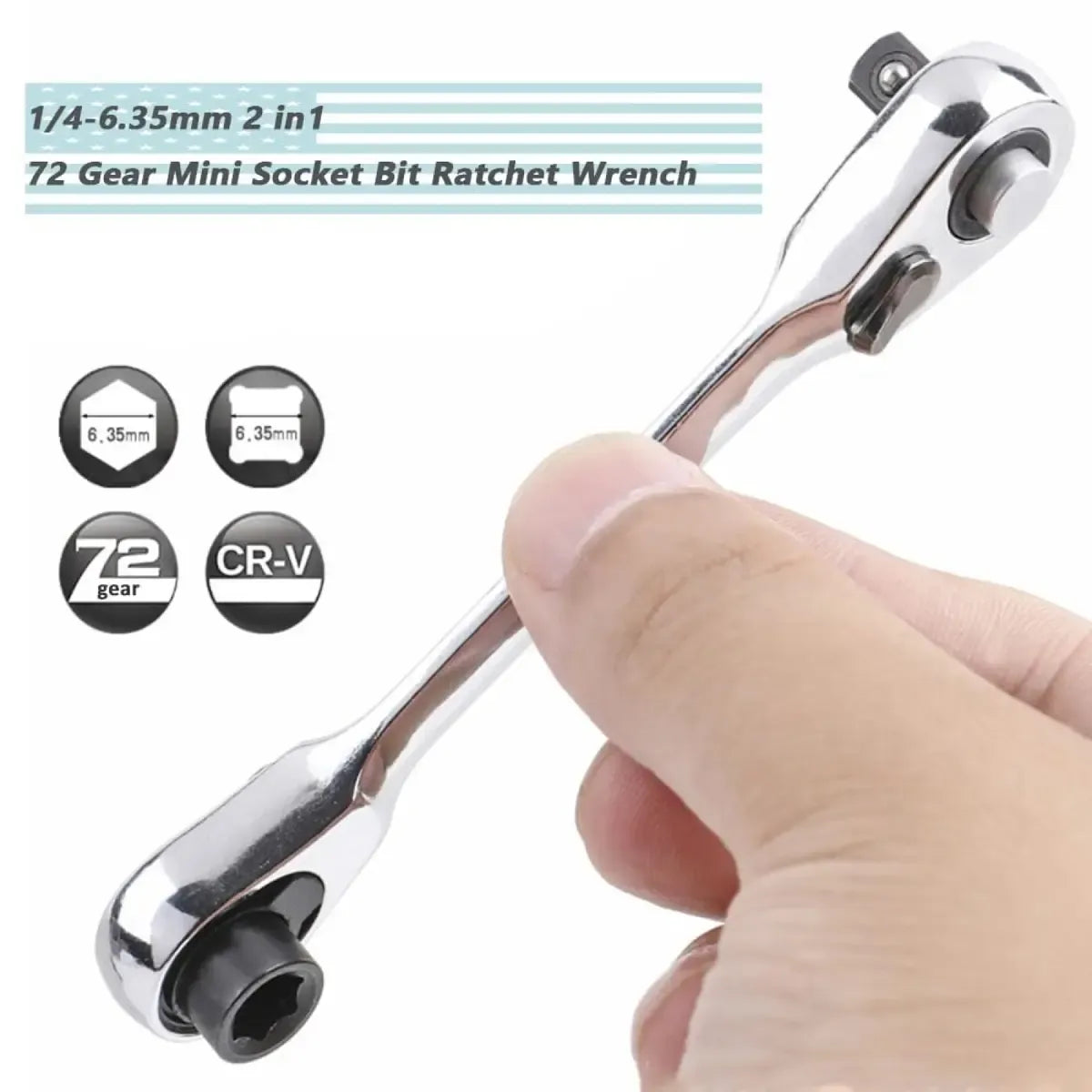 Mini Dual-Head Ratchet Wrench 🔩 – 1/4" Drive, 72-Tooth Precision