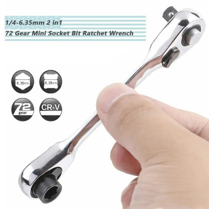 Mini Dual-Head Ratchet Wrench 🔩 – 1/4" Drive, 72-Tooth Precision