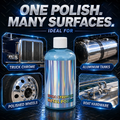 🚗All-in-one Metal Polish Kit – 16oz High-Performance Cleaner with Microfiber & Denim Rags