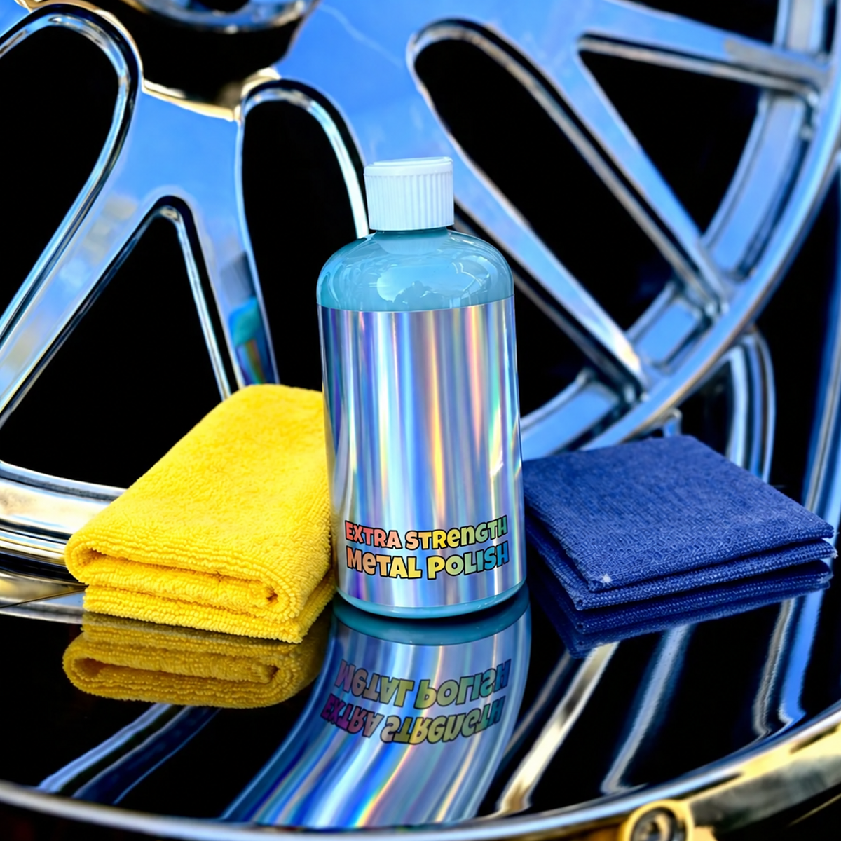 🚗All-in-one Metal Polish Kit – 16oz High-Performance Cleaner with Microfiber & Denim Rags