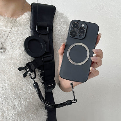 Magnetic Phone Holster 📱 – Quick-Release Belt Mount with Coil Lanyard