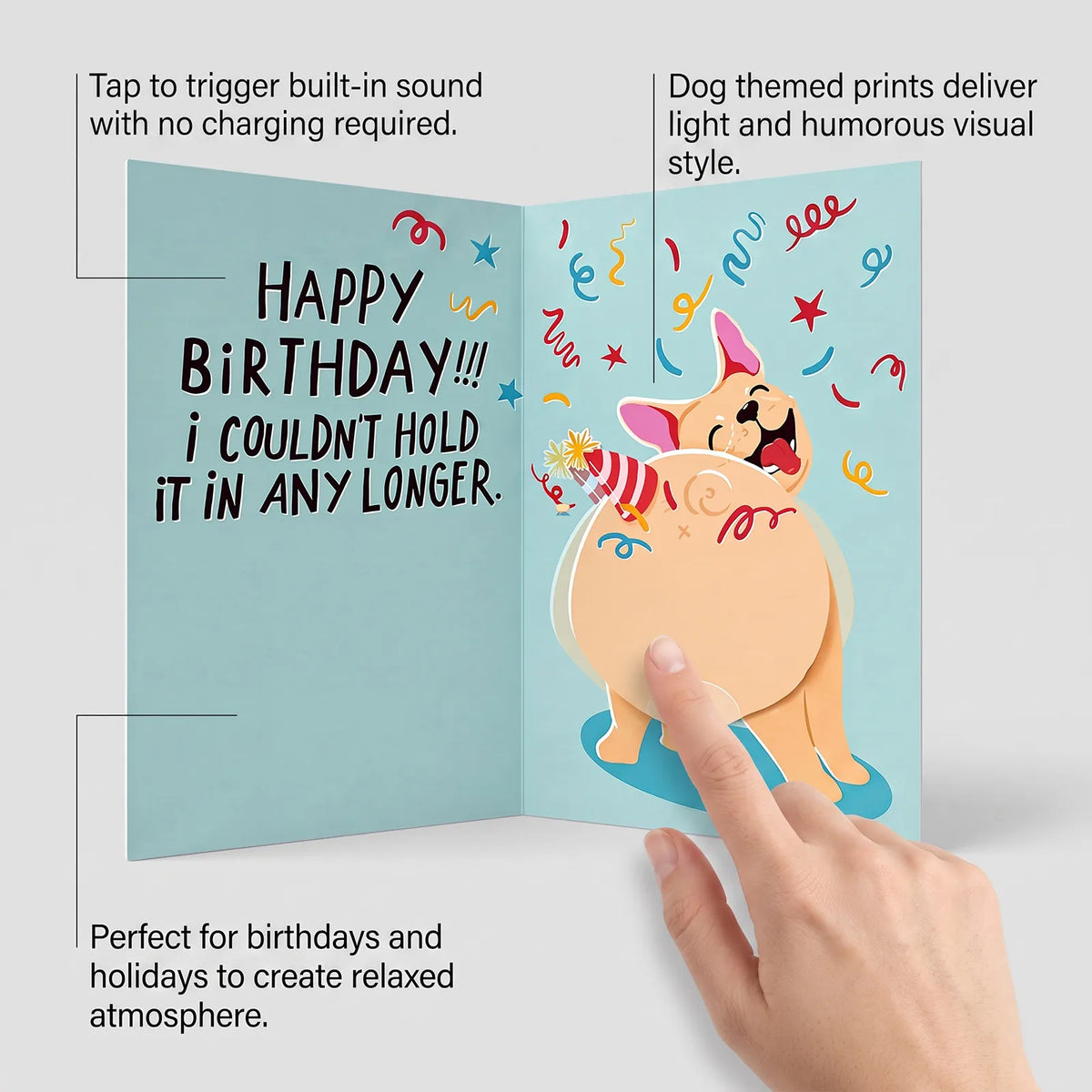 🐶Funny Farting Dog Birthday Card ✨Humorous Greeting Card for Gift Giving