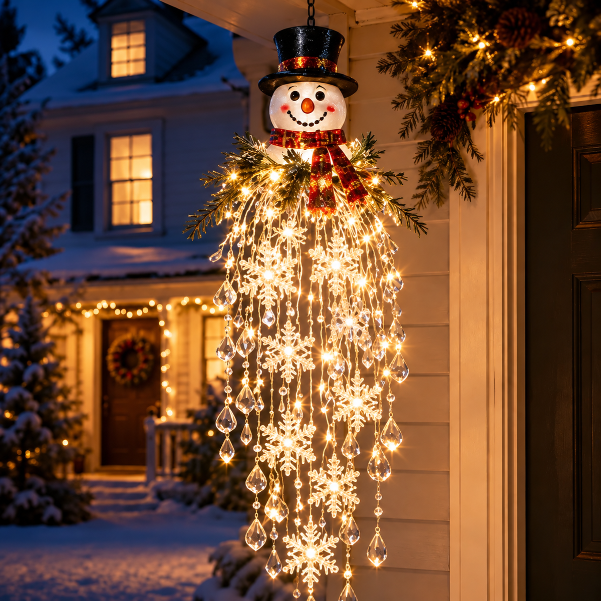 Crystal Cascade Christmas Light™ – Hanging Snowflake & Crystal LED Porch Décor ✨❄️