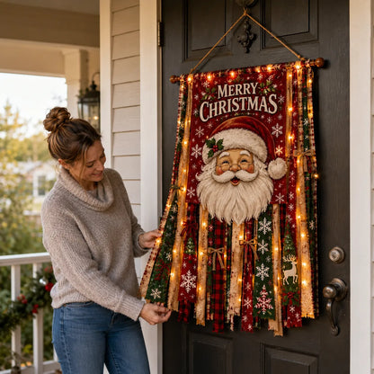 ⏳ Last Day 49% OFF – 🎄Oversized Lighted Christmas Door Hanging Decor Collection | 27 × 50 in Layered Fabric Design with Warm Lights & 5 Festive Character Styles ✨