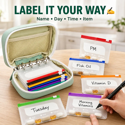 2-Week Pill Storage Binder 💊 – Portable Multi-Purpose Organizer Case