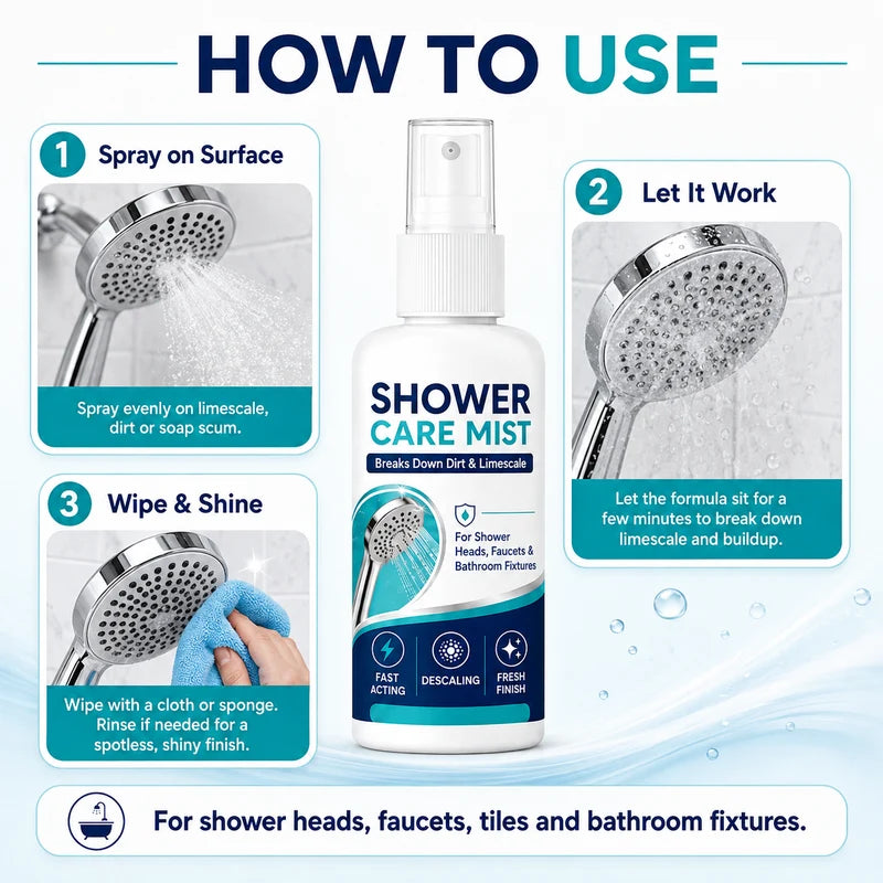 🚿✨Fast-Acting Shower Limescale Remover Spray – Dissolves stubborn mineral deposits & hard water stains. Restores water flow & shine – just spray & wipe! 🧼💪