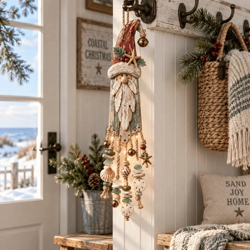 🌊🎅 Coastal Santa Lighted Wall Decor – Beach House Christmas Glow